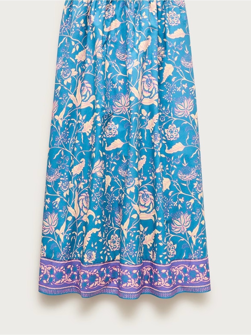 J. Crew Blue Floral Maxi Skirt with Cream & Pink Accents